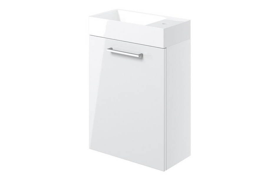 Opulent Leo 410mm Wall Hung 1 Door Basin Unit and 1 Tap Hole Basin - White Gloss (OBC103317)