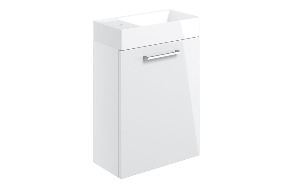 Opulent Leo 410mm Wall Hung 1 Door Basin Unit and 1 Tap Hole Basin - White Gloss (OBC103317)