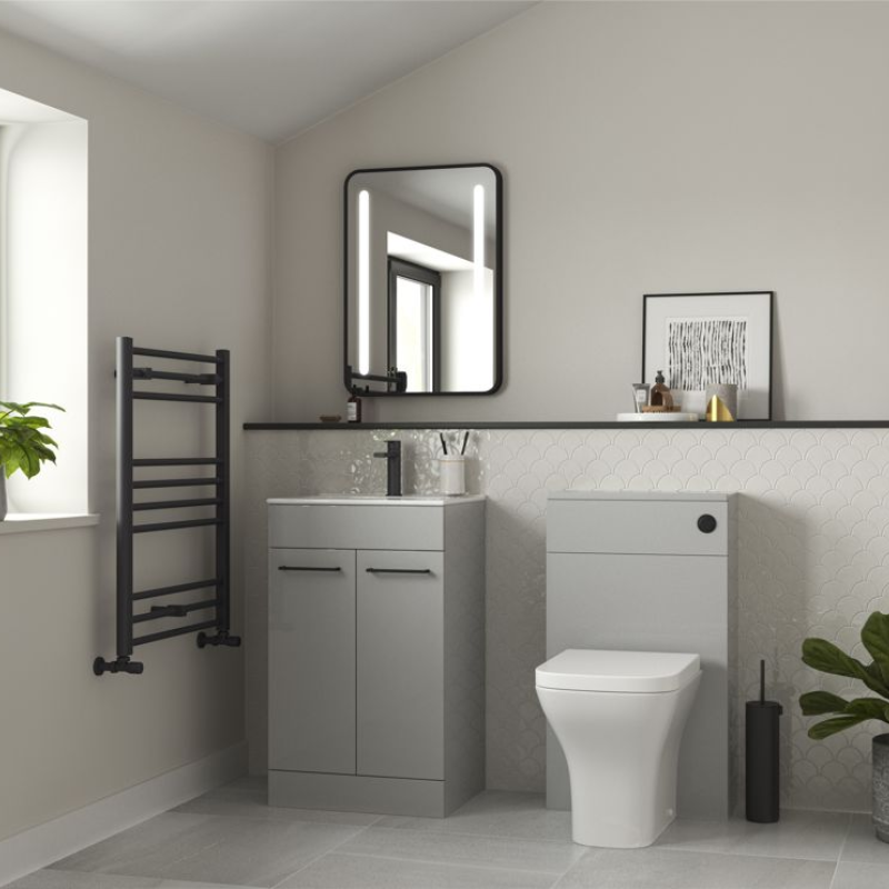 Opulent Leo 510mm Floor Standing Furniture Pack - Grey Gloss with Black Finishes (OBC108131)