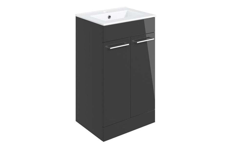 Opulent Leo 510mm Floor Standing Unit and Close Coupled WC Pack - Anthracite Gloss (OBC109078)