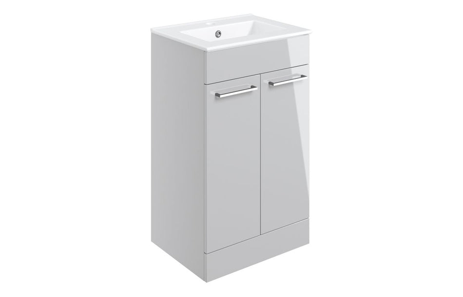 Opulent Leo 510mm Floor Standing Unit and Close Coupled WC Pack - Grey Gloss (OBC109077)