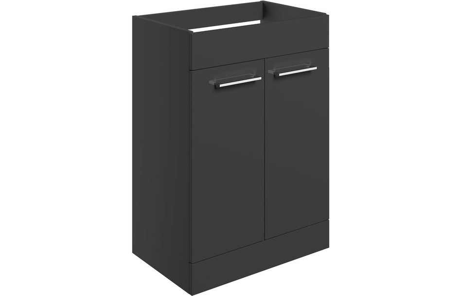 Opulent Leo 590mm Floor Standing 2 Door Basin Unit - No Top - Anthracite Gloss (OBC106917)