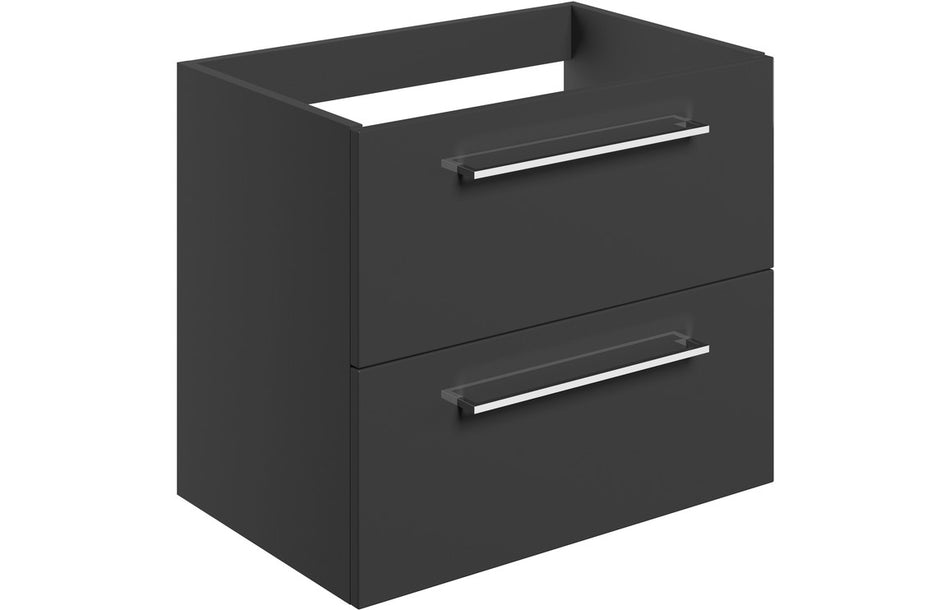 Opulent Leo 590mm Wall Hung 2 Drawer Basin Unit - No Top - Anthracite Gloss (OBC106920)