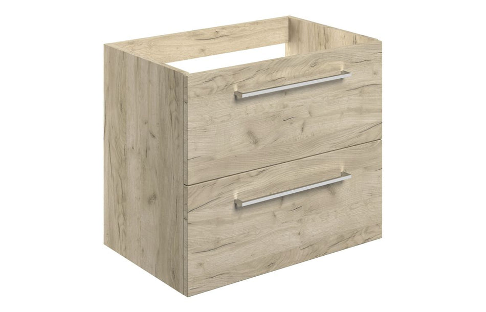Opulent Leo 590mm Wall Hung 2 Drawer Basin Unit - No Top - Oak (OBC107493)