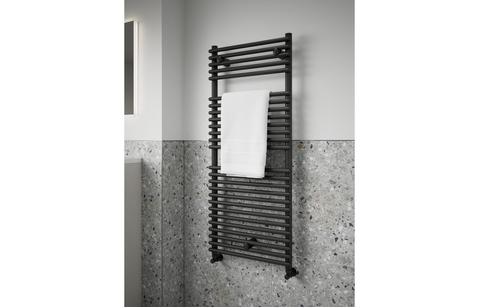 Opulent Leo Round Ladder Radiator - 500x1450mm - Black (OBC108544)