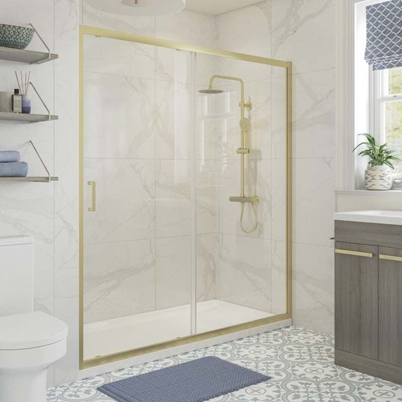 Opulent Lincoln 1000mm Sliding Door - Brushed Brass (OBC107506)