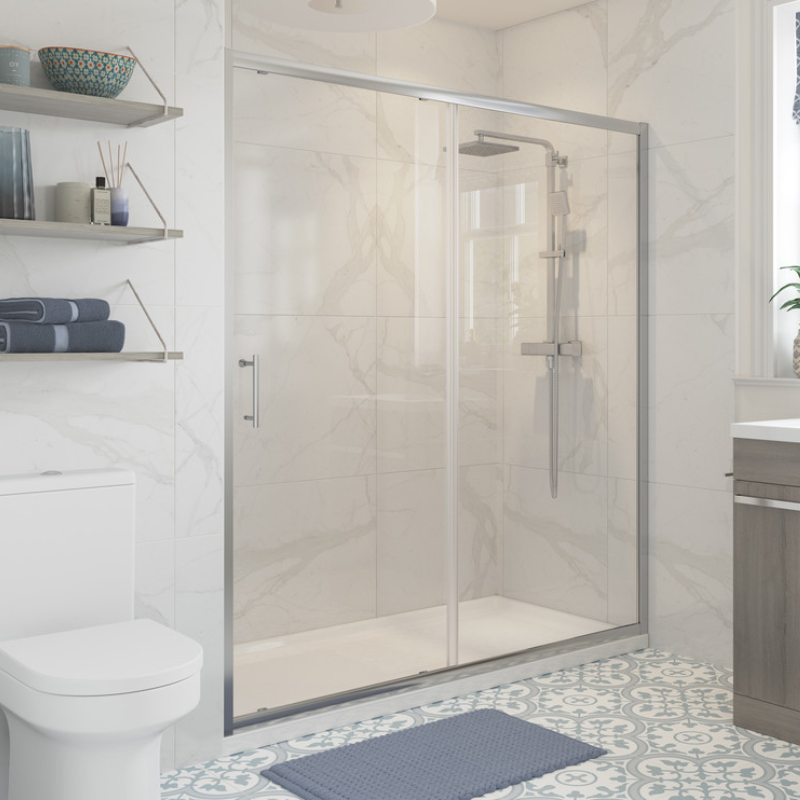 Opulent Lincoln 1100mm Sliding Door - Chrome (OBC101420)