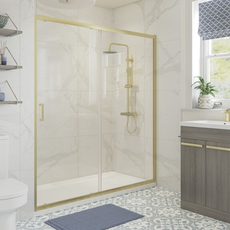 Opulent Lincoln 1700mm Sliding Door - Brushed Brass (OBC116180)