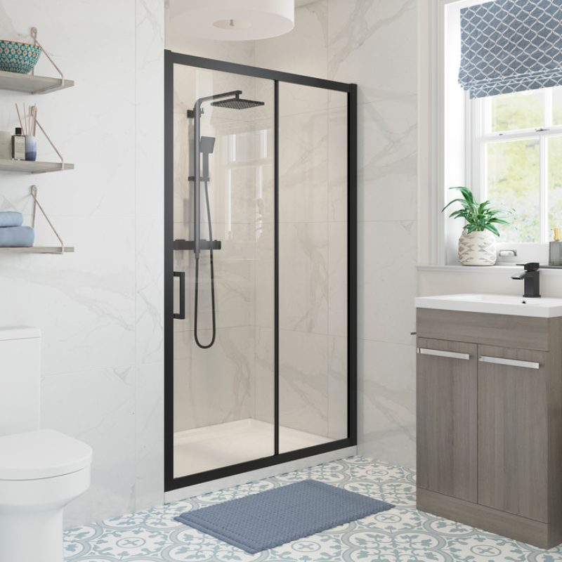 Opulent Lincoln 1700mm Sliding Door - Matt Black (OBC116175)