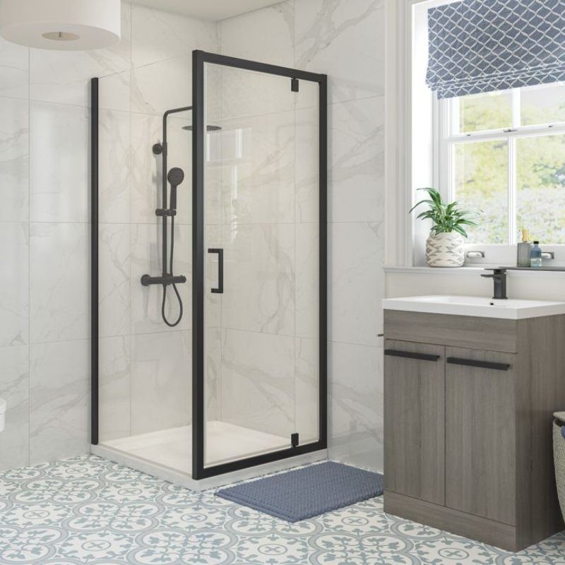 Opulent Lincoln 760mm Pivot Door - Matt Black (OBC116193)