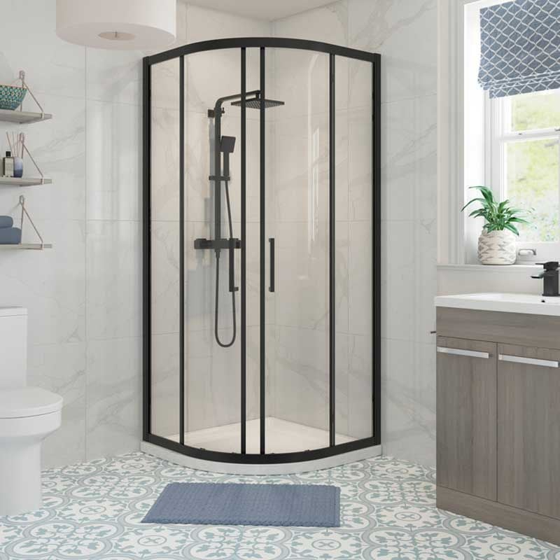 Opulent Lincoln 800mm 2 Door Quadrant - Black (OBC104949)