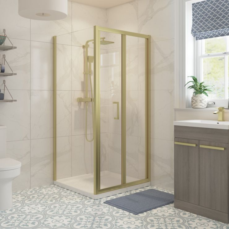 Opulent Lincoln 800mm Bifold Door - Brushed Brass (OBC116198)