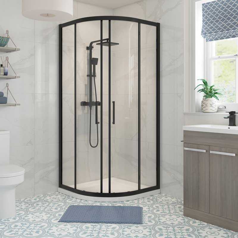 Opulent Lincoln 900mm 2 Door Quadrant - Black (OBC104950)