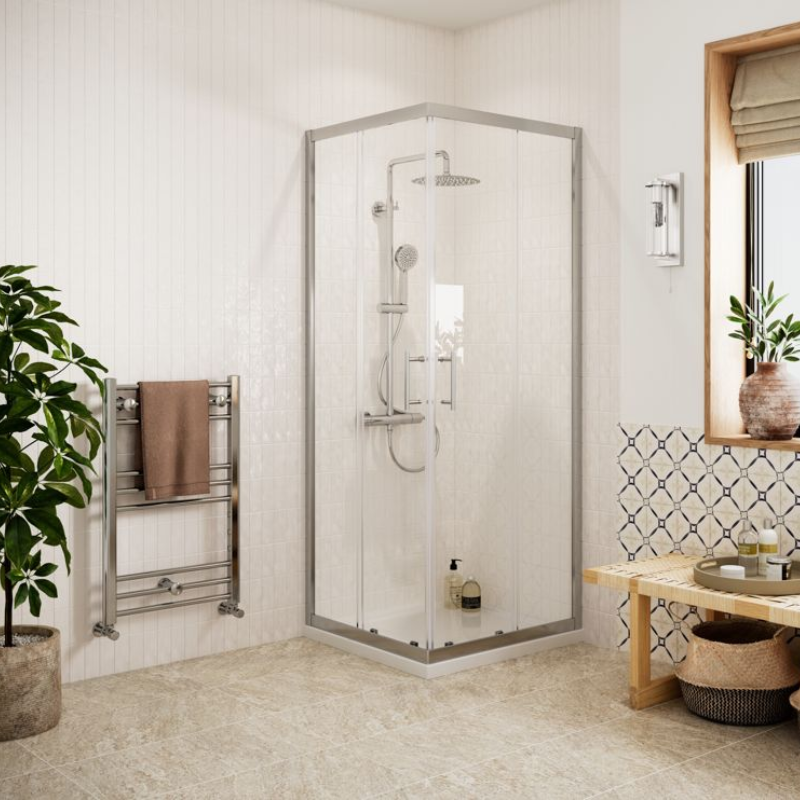 Opulent Lincoln Easy-Fit 800mm Corner Entry Door - Chrome (OBC116210)