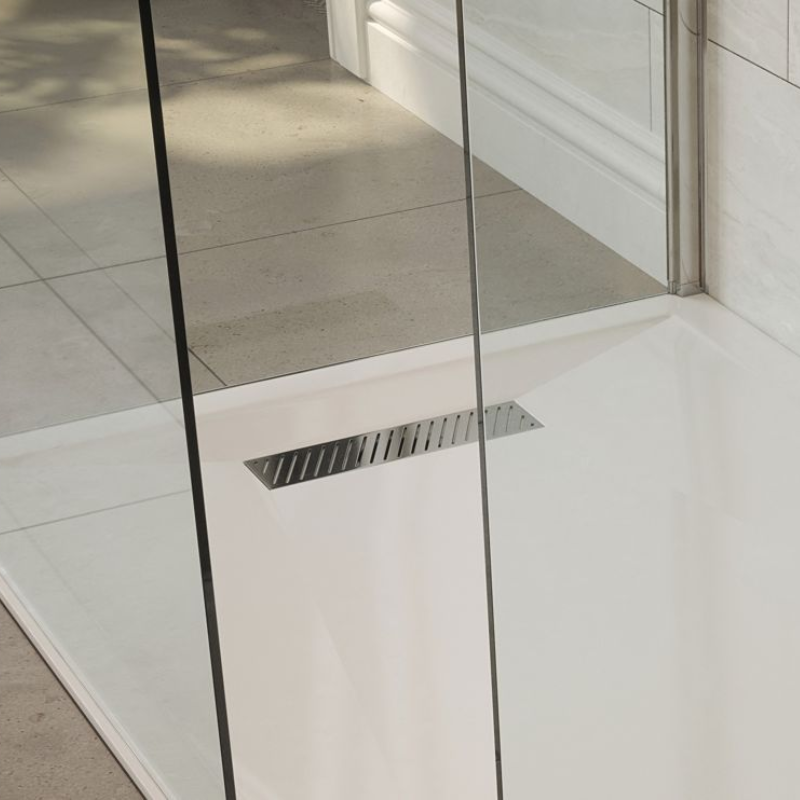 Opulent Linear Tray Waste and Cover - Chrome (OBC106239)