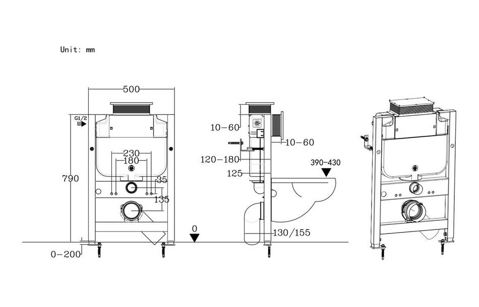Opulent Low Height WC Frame including Cistern (OBC109016)