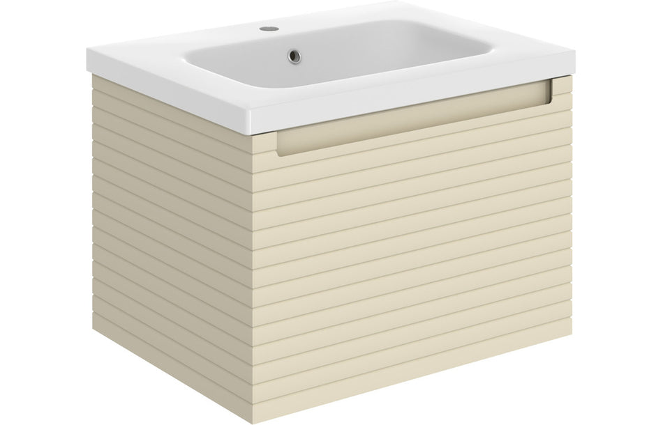 Opulent Loxley 615mm Wall Hung 1 Drawer Basin Unit and 1 Tap Hole Basin - Matt Cotton (OBC106929)