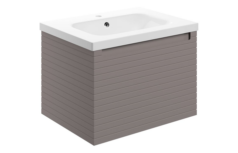 Opulent Loxley 615mm Wall Hung 1 Drawer Basin Unit and 1 Tap Hole Basin - Matt Taupe (OBC116028)