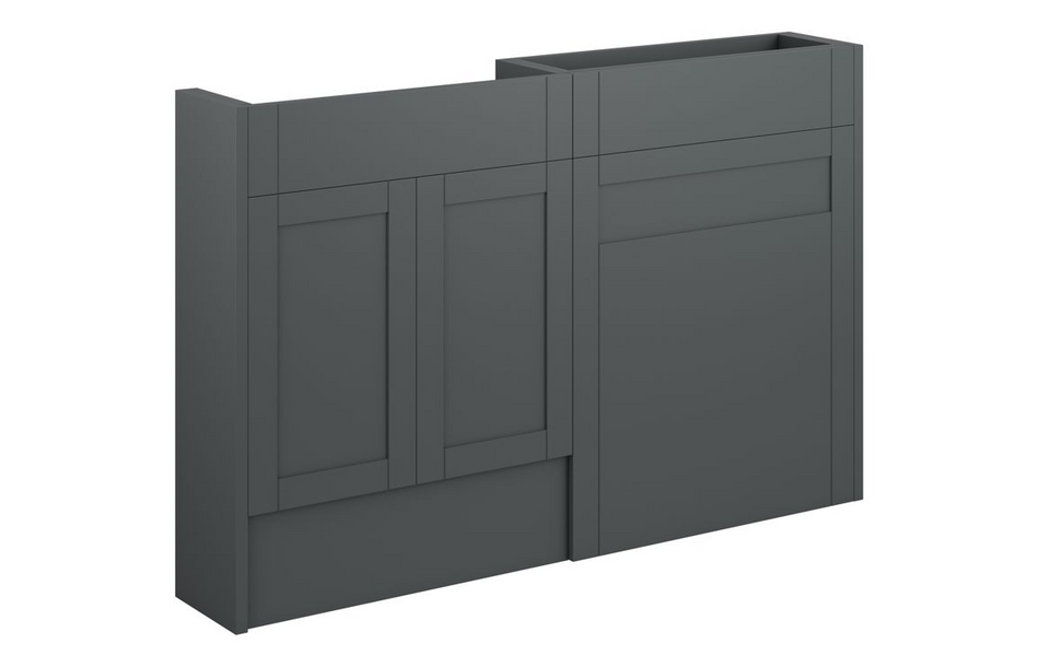 Opulent Lucy 1236mm Slim Basin and WC Unit Pack - Matt Graphite Grey / Oak Cabinet (OBC111074)