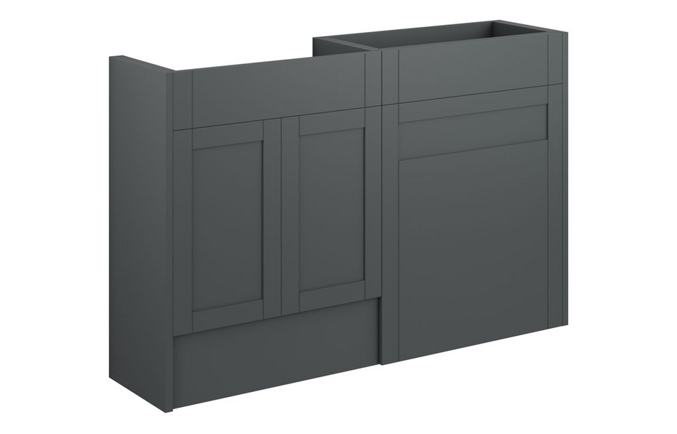 Opulent Lucy 1236mm Standard Basin and WC Unit Pack - Matt Graphite Grey / Oak Cabinet (OBC111071)