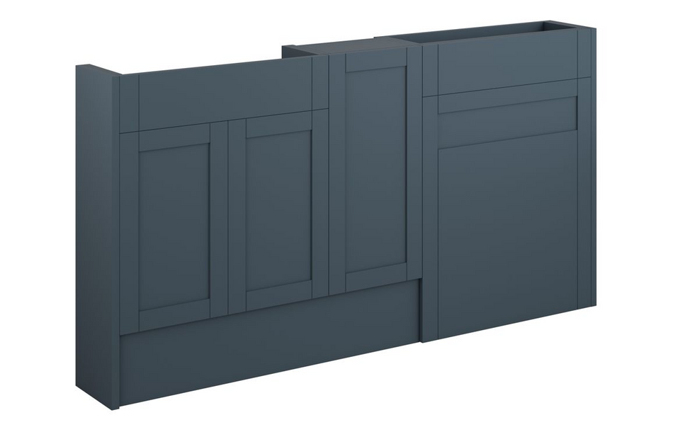 Opulent Lucy 1536mm Slim Basin, WC and 1 Door Unit Pack - Matt Arley Blue / Oak Cabinet (OBC111293)