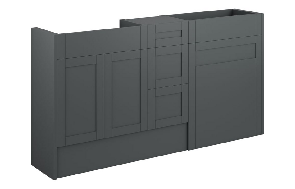 Opulent Lucy 1536mm Standard Basin, WC and 3 Drawer Unit Pack - Matt Graphite Grey / Grey Cabinet (OBC111082)