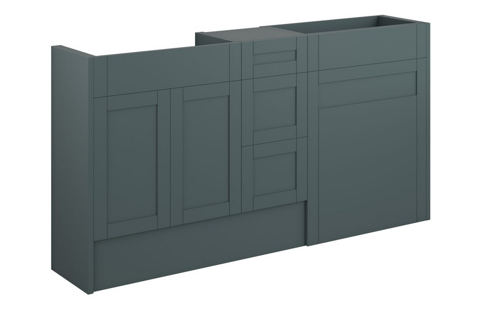 Opulent Lucy 1536mm Standard Basin, WC and 3 Drawer Unit Pack - Matt Green Camo / Grey Cabinet (OBC111224)