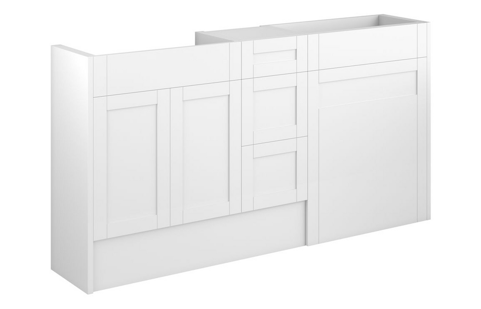 Opulent Lucy 1536mm Standard Basin, WC and 3 Drawer Unit Pack - Matt White / Grey Cabinet (OBC111011)