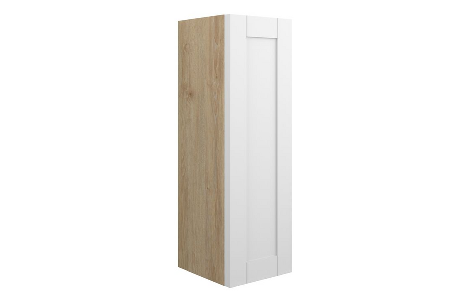 Opulent Lucy 200mm Slim Base Unit - Matt White / Oak Cabinet (OBC110949)