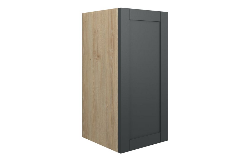 Opulent Lucy 300mm Standard Base Unit - Matt Graphite Grey / Oak Cabinet (OBC111029)