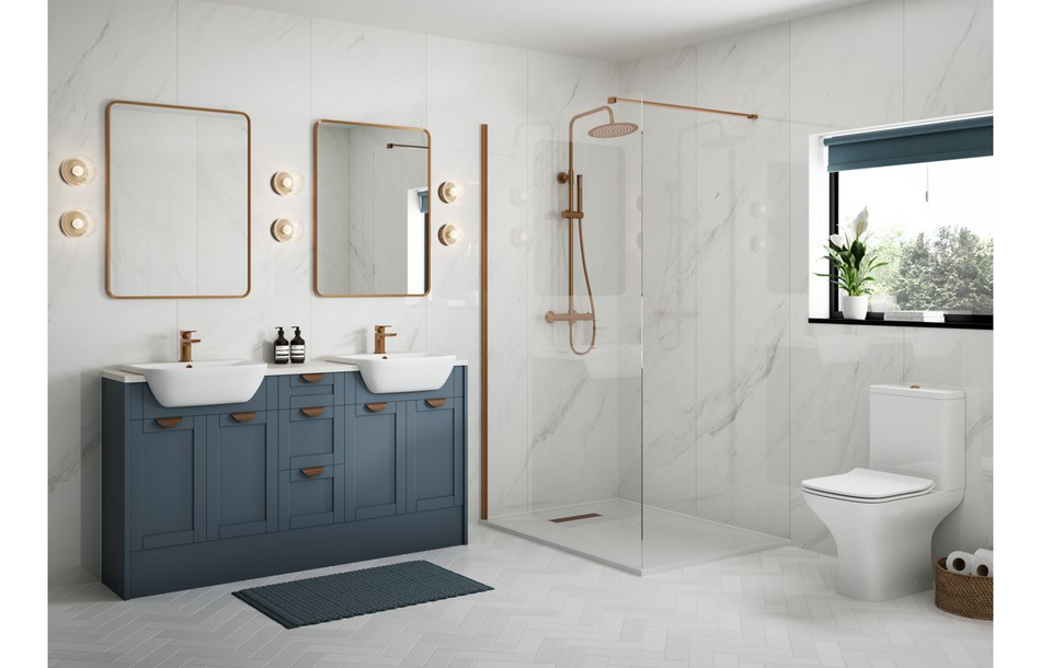 Opulent Lucy 300mm Tall Unit - Matt Arley Blue / Oak Cabinet (OBC111248)