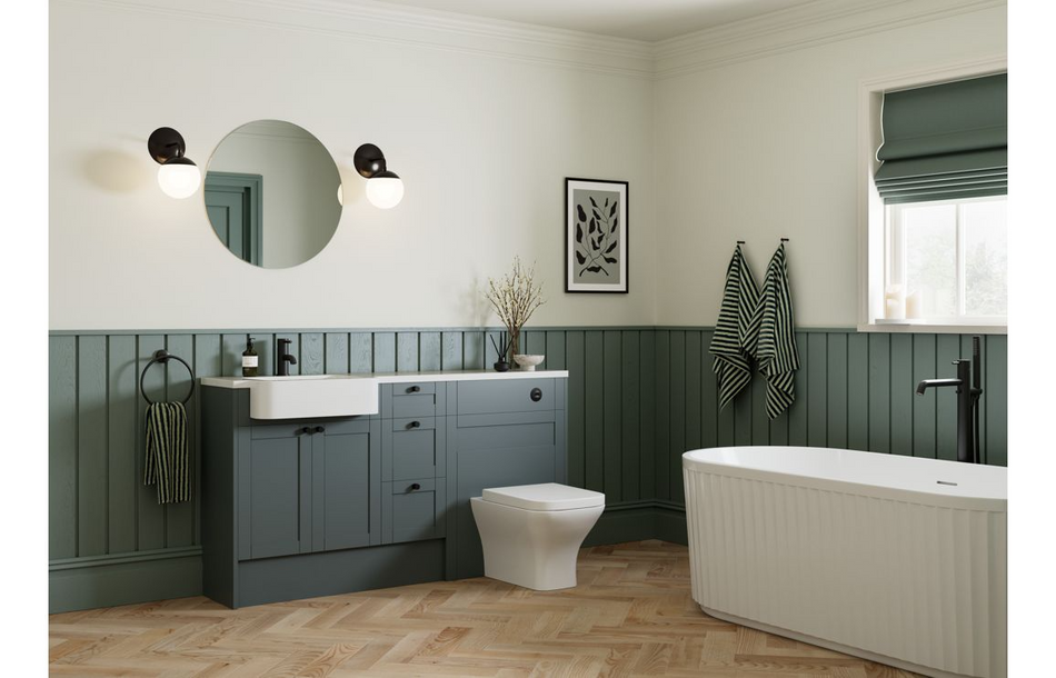 Opulent Lucy 500mm Slim WC Unit - Matt Green Camo / Oak Cabinet (OBC111192)