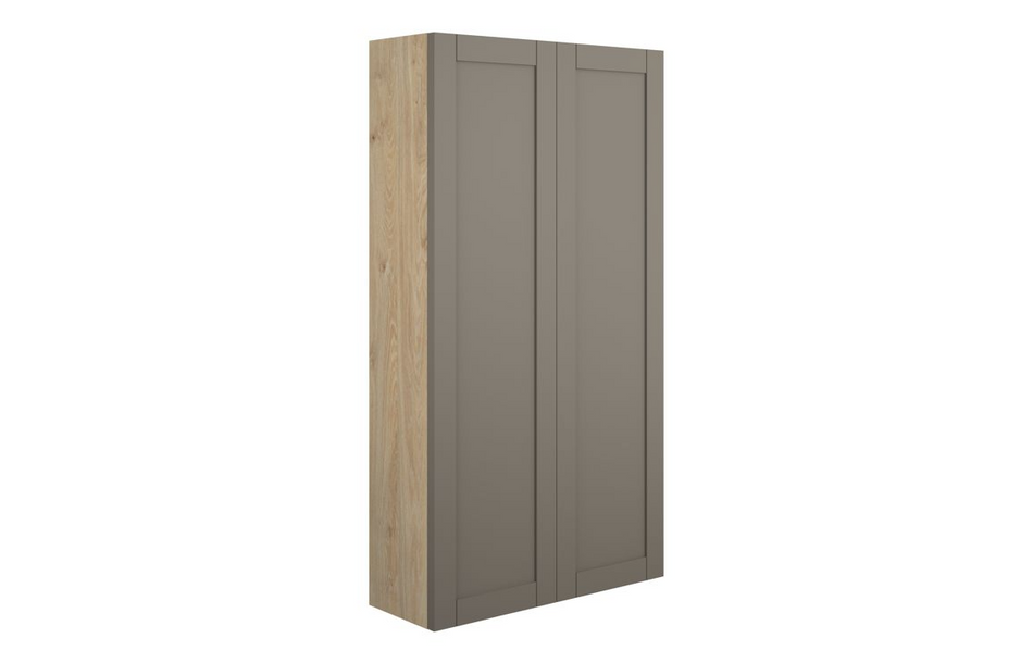 Opulent Lucy 600mm Slim 2 Door Storage Unit - Matt Stone / Oak Cabinet (OBC111139)