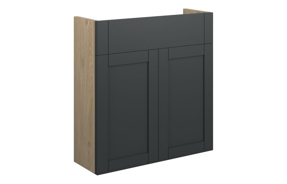 Opulent Lucy 600mm Slim Basin Unit - Matt Graphite Grey / Oak Cabinet (OBC111044)