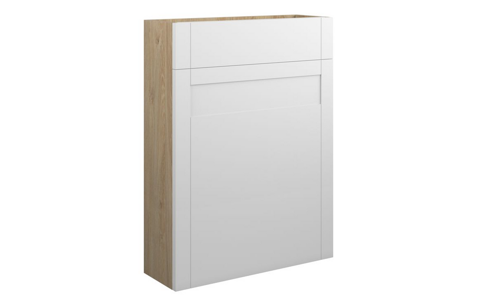 Opulent Lucy 600mm Slim WC Unit - Matt White / Oak Cabinet (OBC110985)