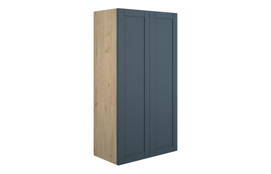 Opulent Lucy 600mm Standard 2 Door Storage Unit - Matt Arley Blue / Oak Cabinet (OBC111278)