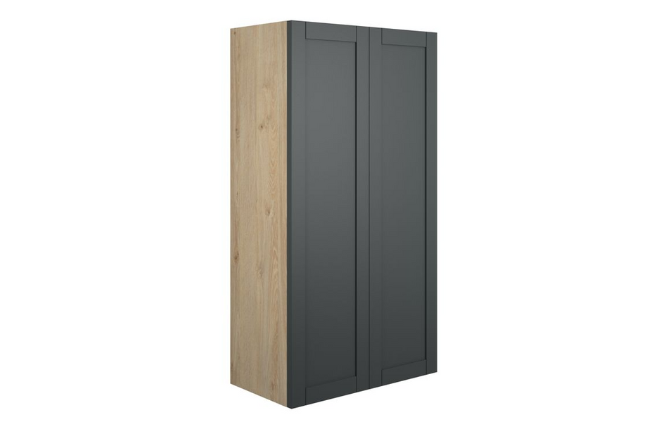 Opulent Lucy 600mm Standard 2 Door Storage Unit - Matt Graphite Grey / Oak Cabinet (OBC111065)