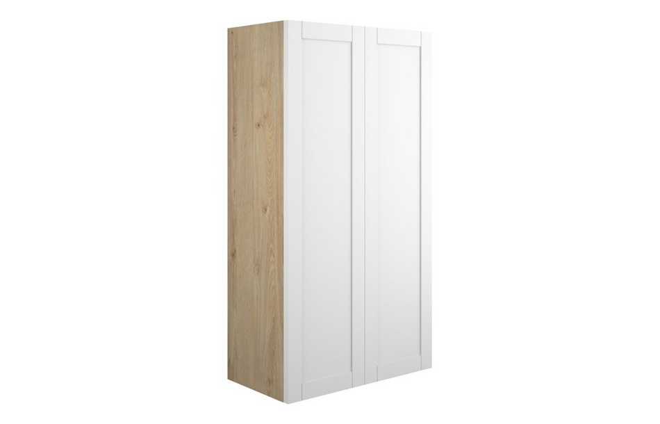 Opulent Lucy 600mm Standard 2 Door Storage Unit - Matt White / Oak Cabinet (OBC110994)