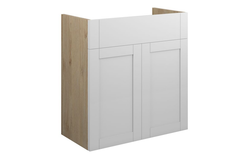 Opulent Lucy 600mm Standard Basin Unit - Matt White / Oak Cabinet (OBC110976)