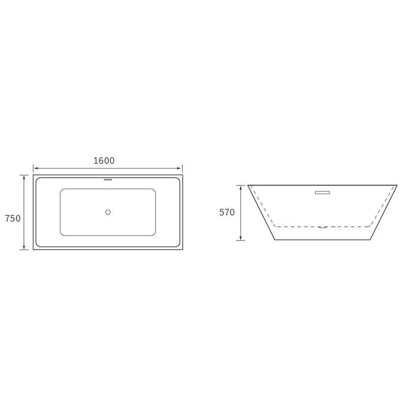 Opulent Malik Freestanding 1600x750x570mm Bath (OBC104115)