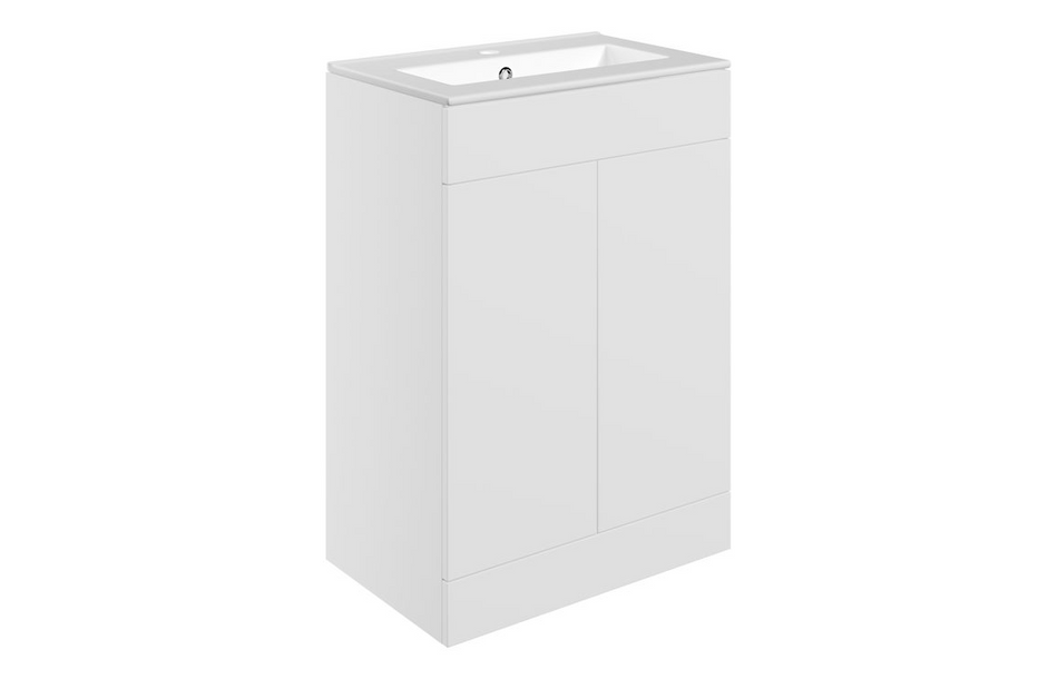 Opulent Messina 610mm Floor Standing 2 Door Basin Unit and 1 Tap Hole Basin - Matt White (OBC106982)