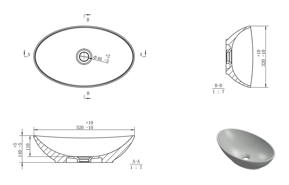 Opulent Monaco 520x320mm Oval Washbowl - White (OBC117067)