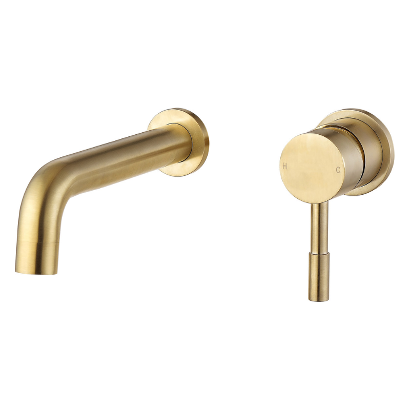 Opulent Narva 155mm Wall Mounted Basin Mixer - Brushed Brass (OBC105802)