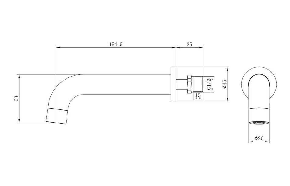 Opulent Narva 155mm Wall Mounted Basin Mixer - Brushed Bronze (OBC108988)