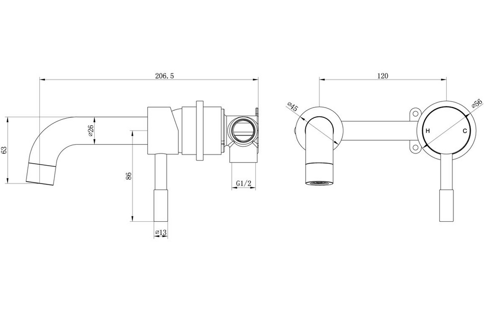 Opulent Narva 155mm Wall Mounted Basin Mixer - Chrome (OBC108984)