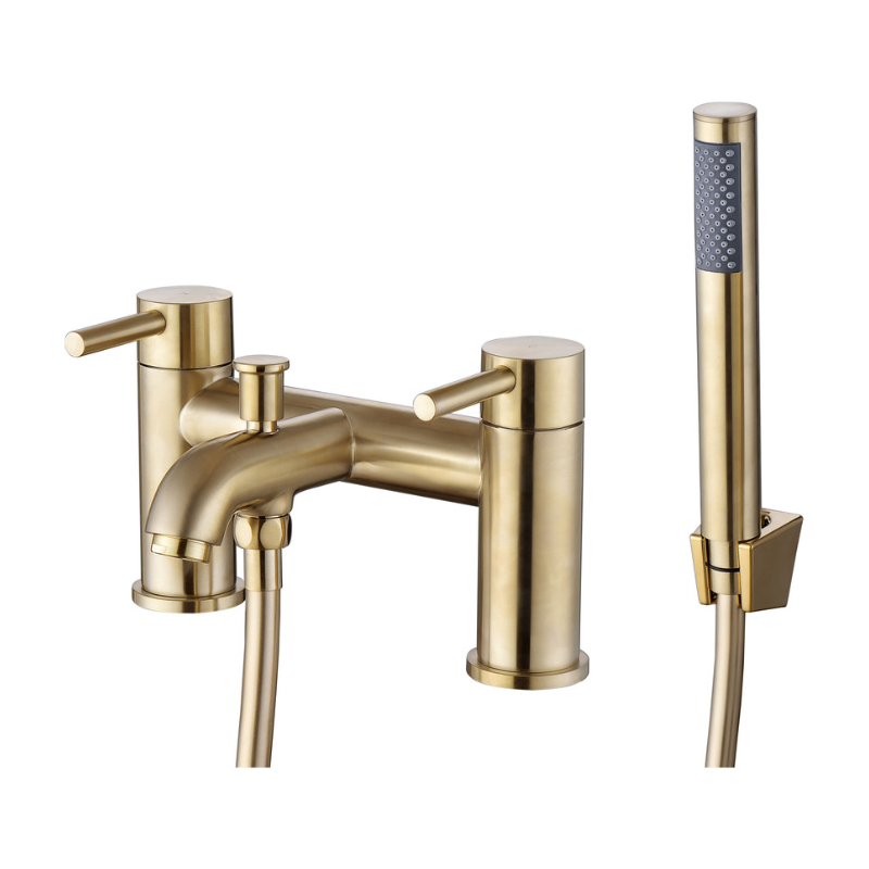 Opulent Narva Bath Shower Mixer and Bracket - Brushed Brass (OBC105804)