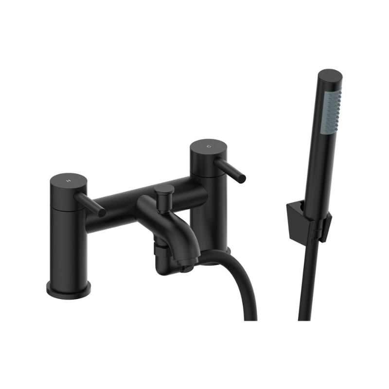 Opulent Narva Bath Shower Mixer and Bracket - Matt Black (OBC111496)