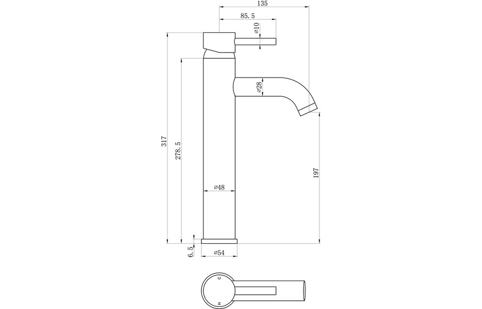 Opulent Narva Tall Basin Mixer - Brushed Brass (OBC105806)