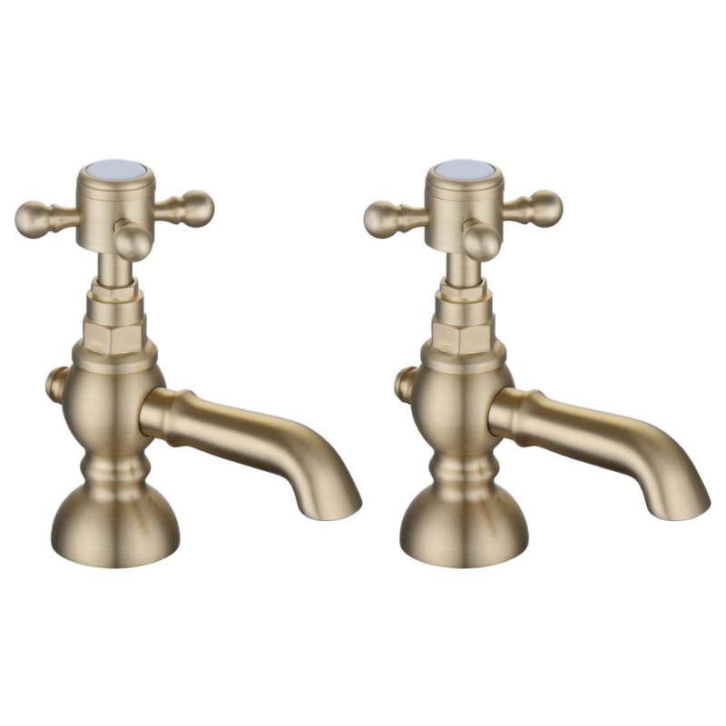 Opulent Nevada Basin Pillar Taps - Brushed Brass (OBC106800)
