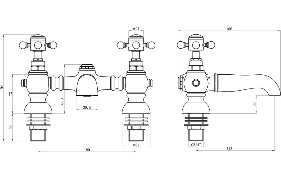 Opulent Nevada Bath Filler - Chrome (OBC105777)